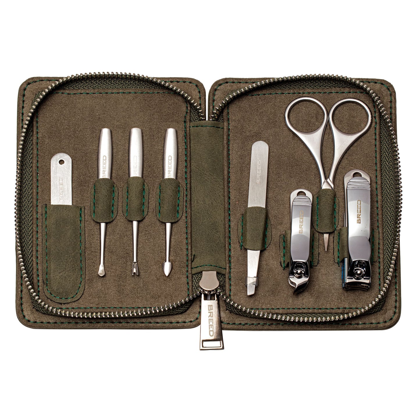 Breed Katana 8 Piece Surgical Steel Groom Kit - Green - -BRDGRMKIT