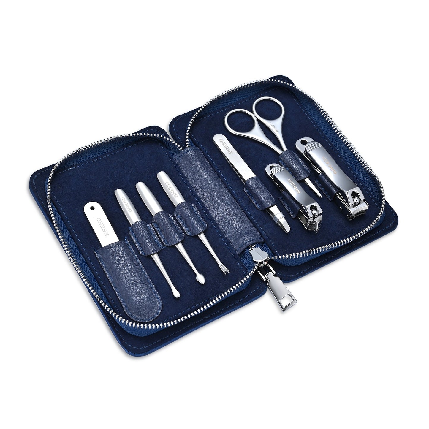 Breed Nitro 8 Piece Surgical Steel Groom Kit - Carbon Fiber - Racing Blue - BRDGRMKIT-CF03