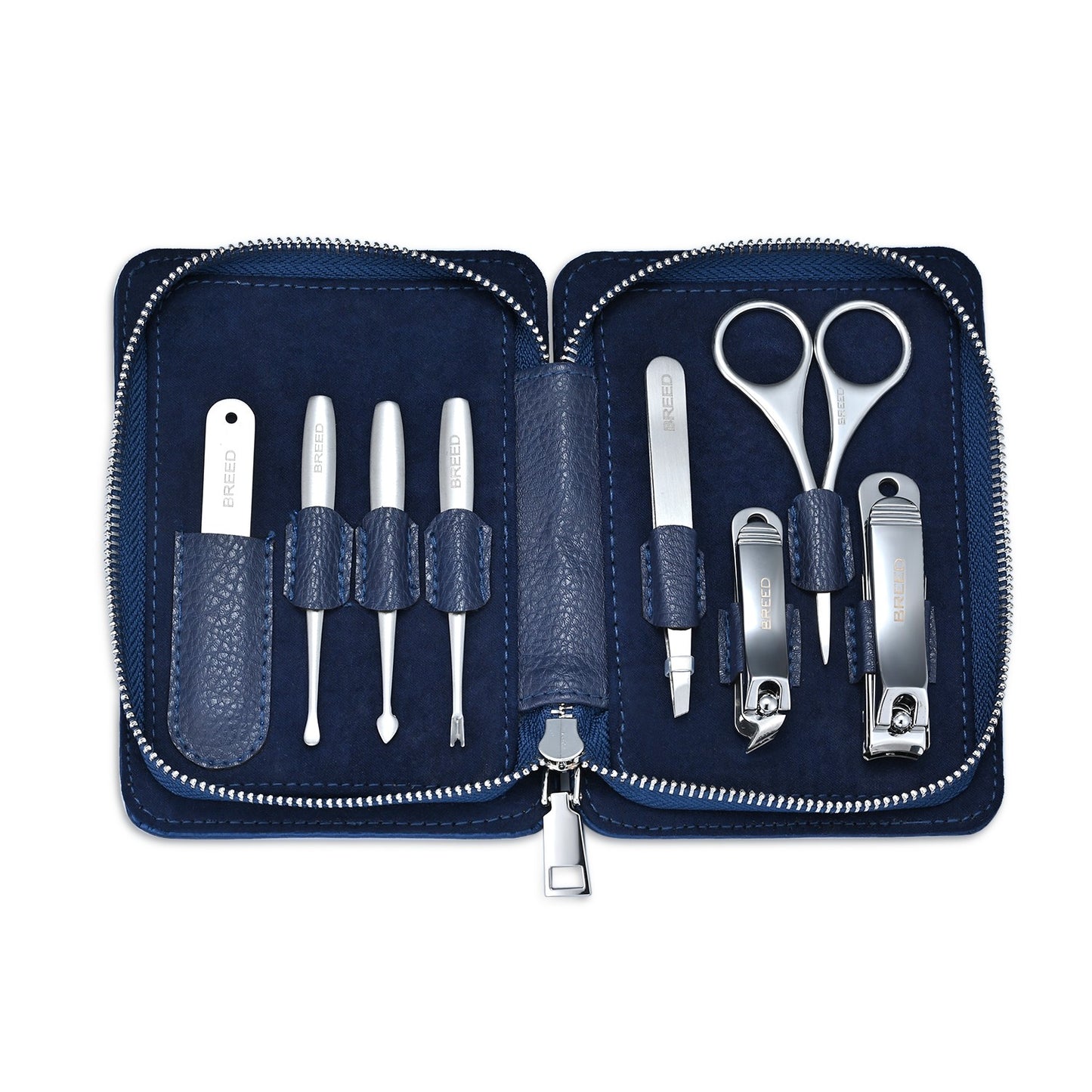 Breed Nitro 8 Piece Surgical Steel Groom Kit - Carbon Fiber - Racing Blue - BRDGRMKIT-CF03