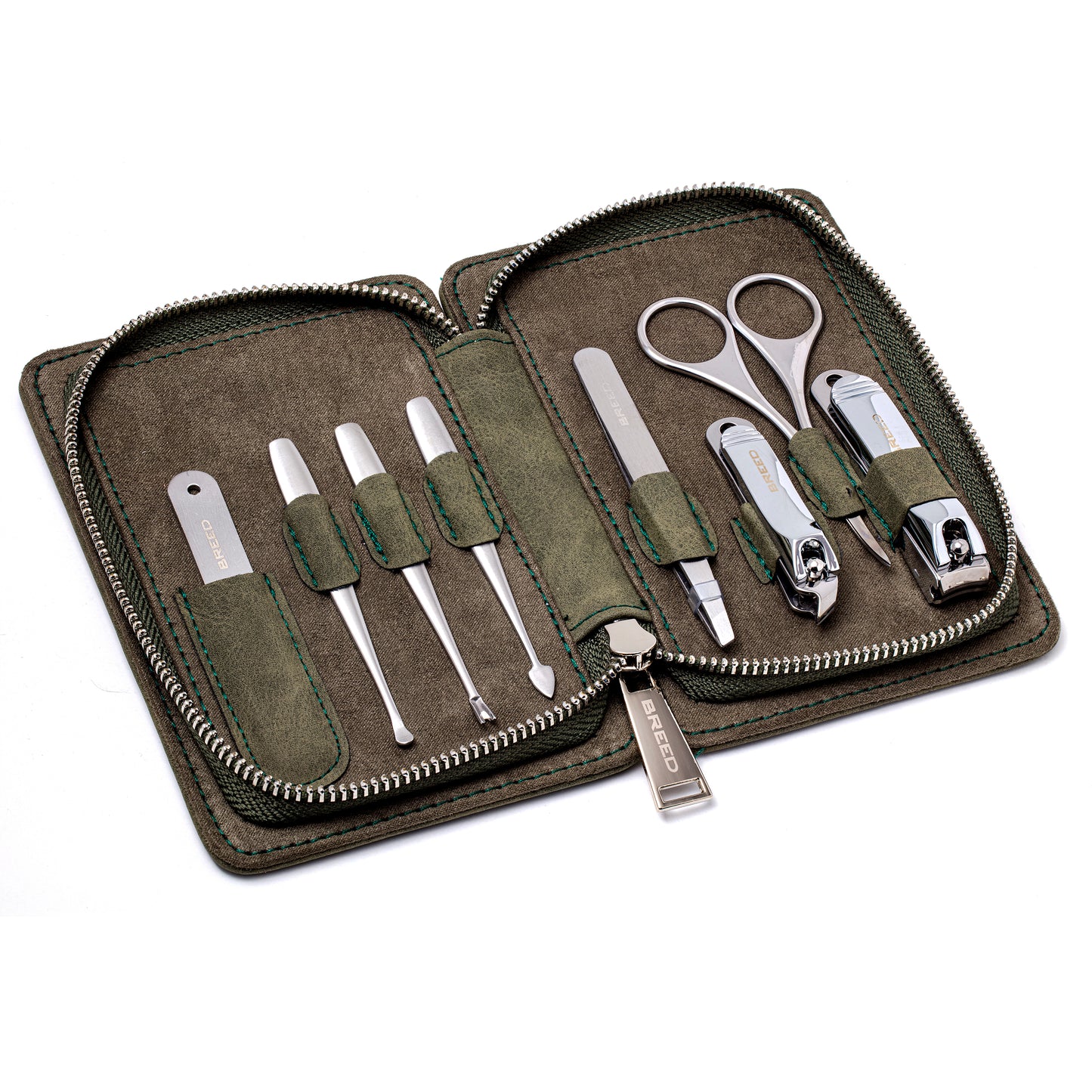 Breed Katana 8 Piece Surgical Steel Groom Kit - Green - -BRDGRMKIT