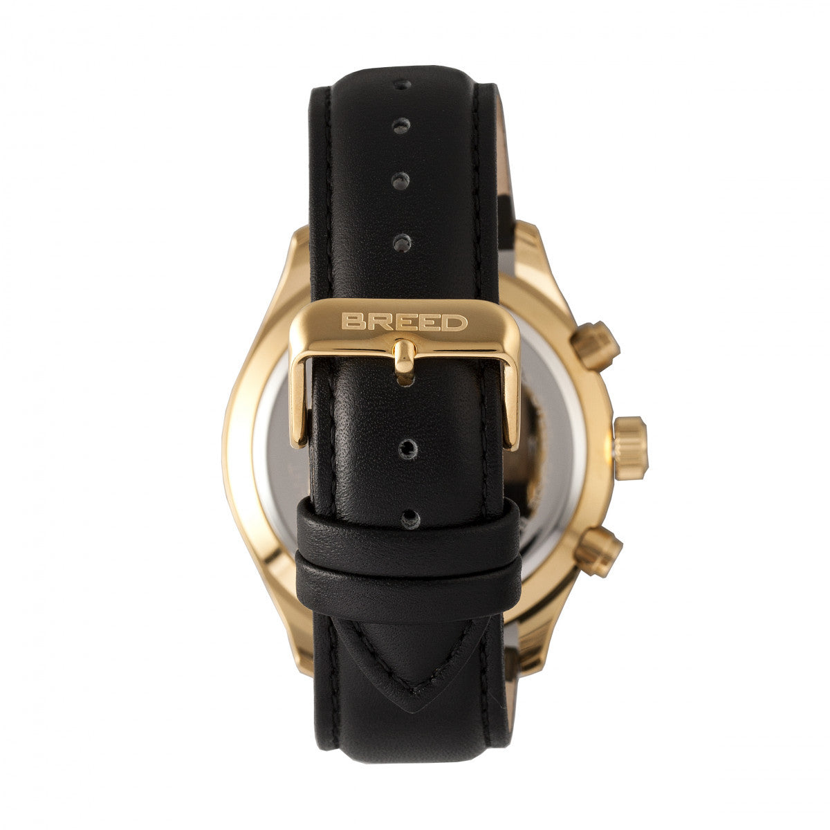 Breed Maverick Chronograph Leather-Band Watch w/Date - Gold/Black - BRD7506