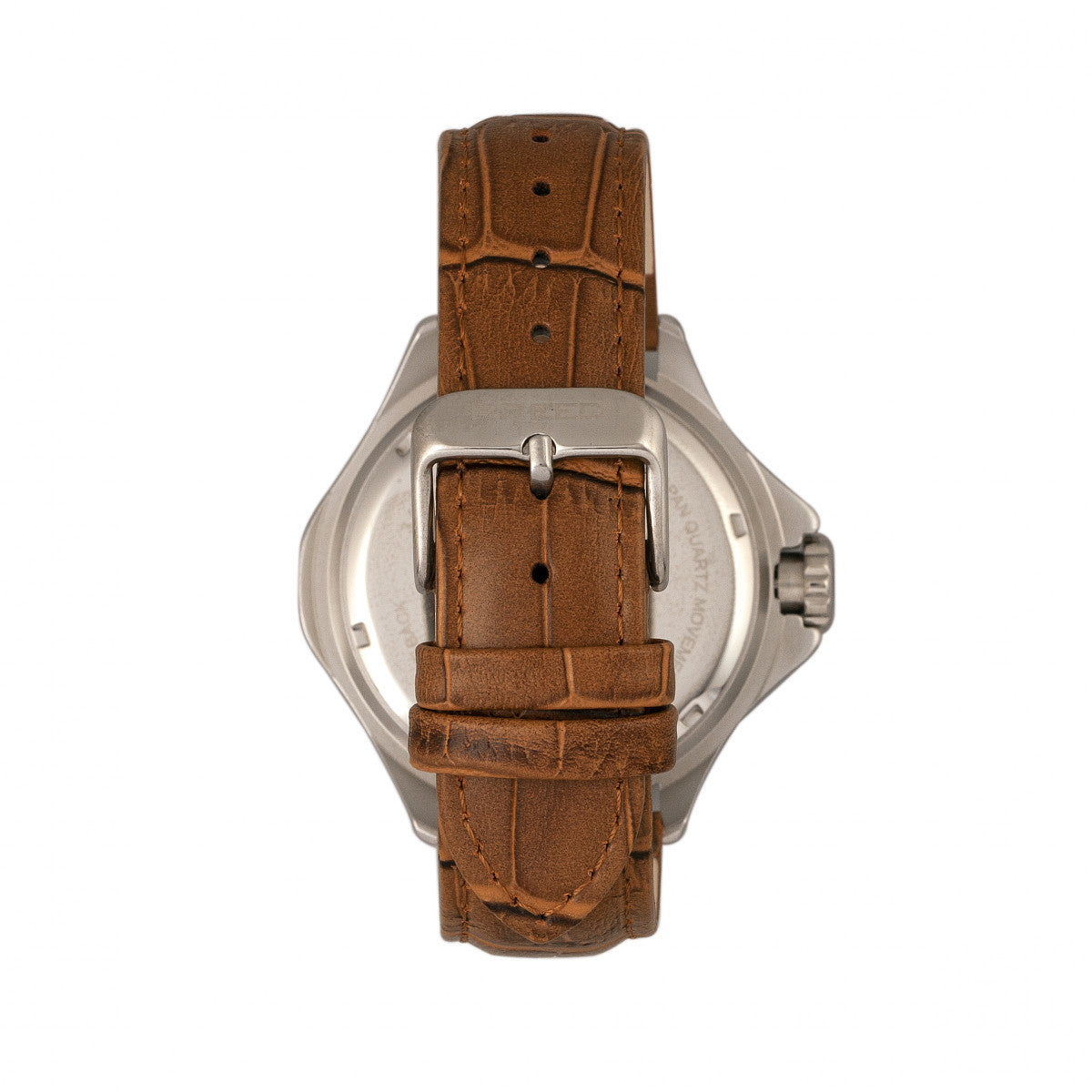 Breed Tempe Leather-Band Watch w/Day/Date - Light Brown/Silver - BRD6901