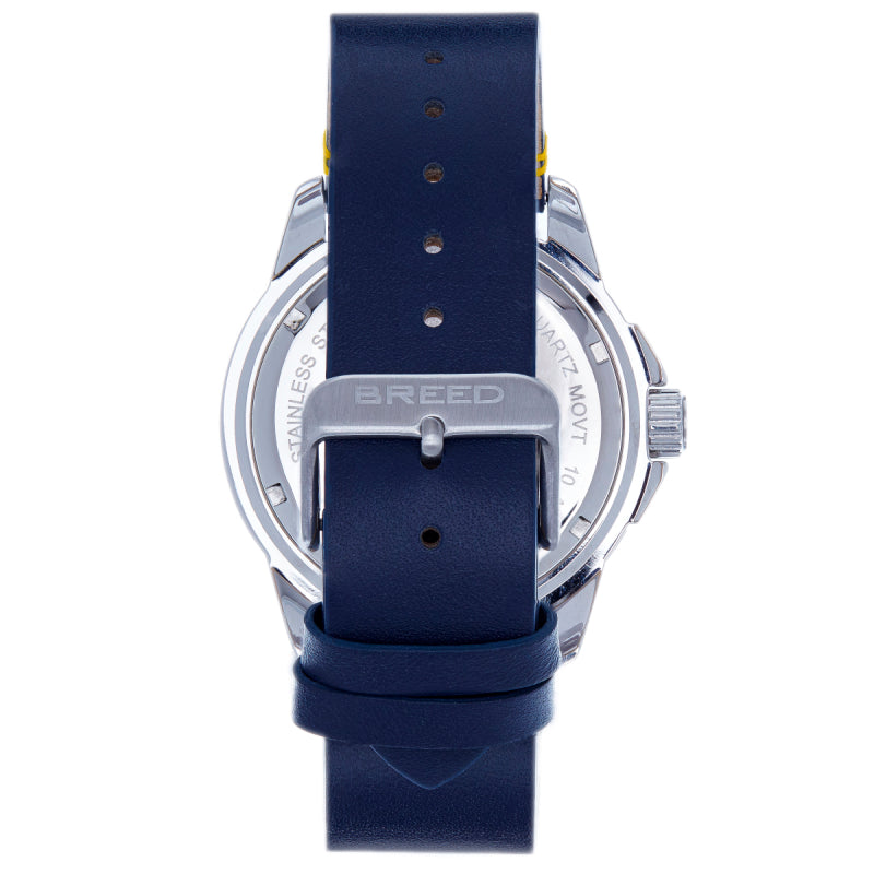 Breed Colton Leather-Strap Watch - White/Navy - BRD9414