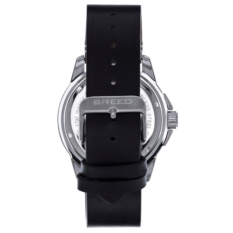 Breed Colton Leather-Strap Watch - White/Black - BRD9409