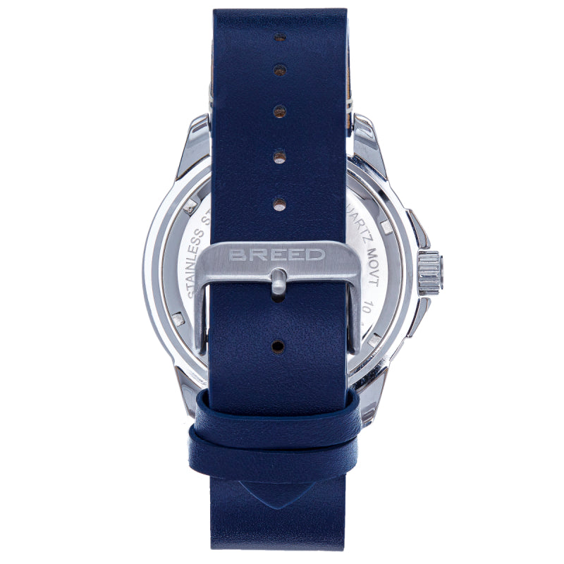 Breed Colton Leather-Strap Watch - Navy - BRD9413