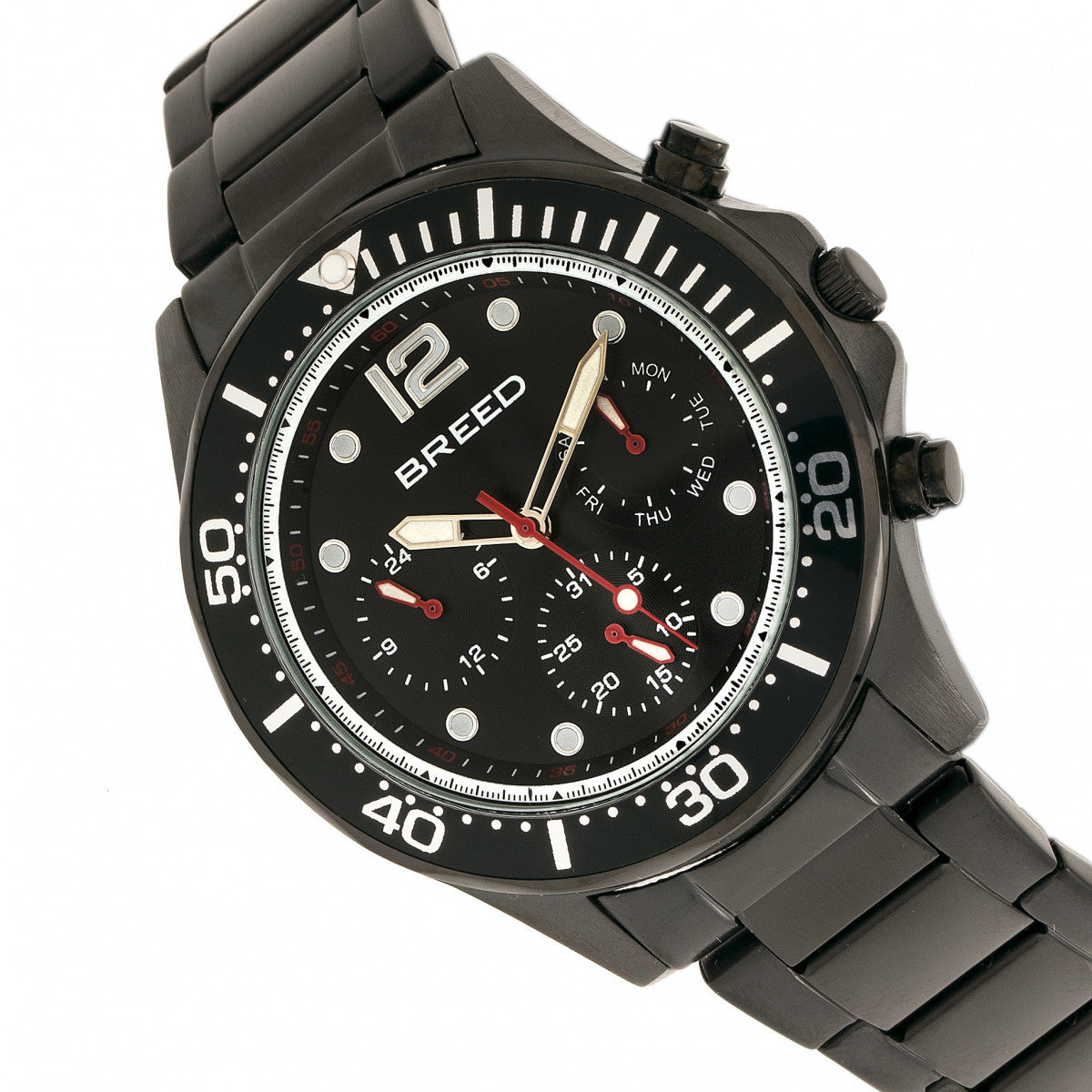 Breed Pegasus Bracelet Watch w/Day/Date - Black - BRD8105