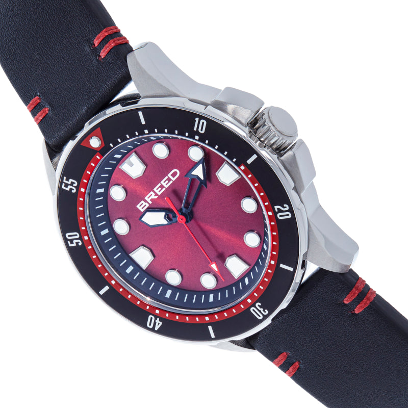 Breed Colton Leather-Strap Watch - Red - BRD9412