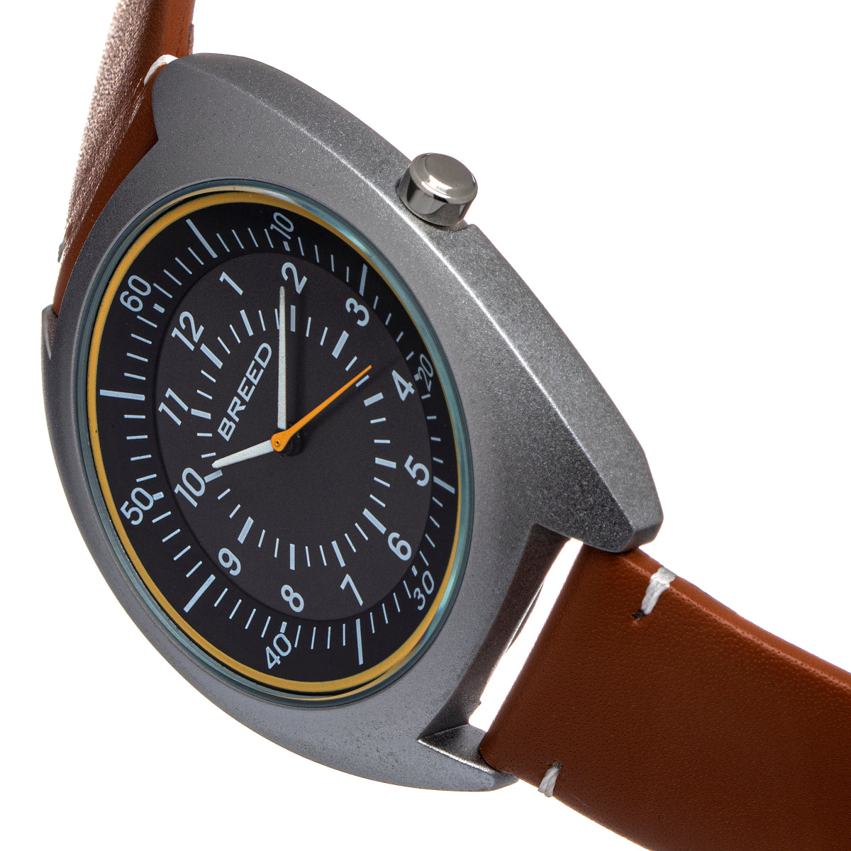 Breed Victor Leather-Band Watch - Grey/Brown - BRD9201