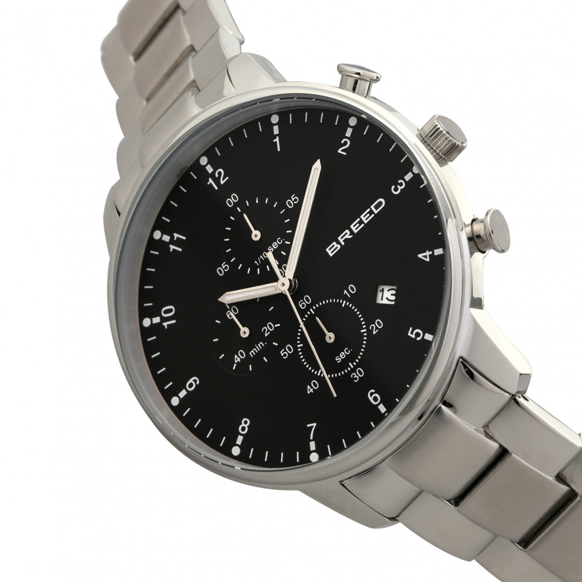 Breed Holden Chronograph Bracelet Watch w/ Date - Silver/Black - BRD7802