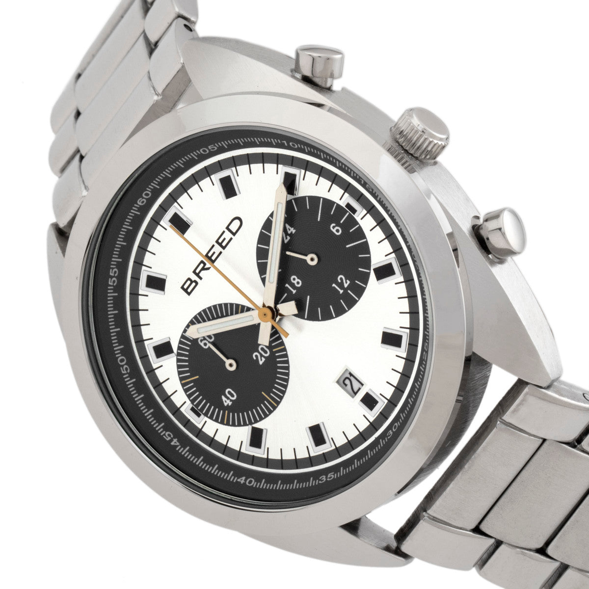 Breed Racer Chronograph Bracelet Watch w/Date - Silver/Black - BRD8501