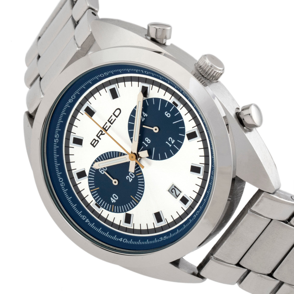 Breed Racer Chronograph Bracelet Watch w/Date - Silver/Blue - BRD8502