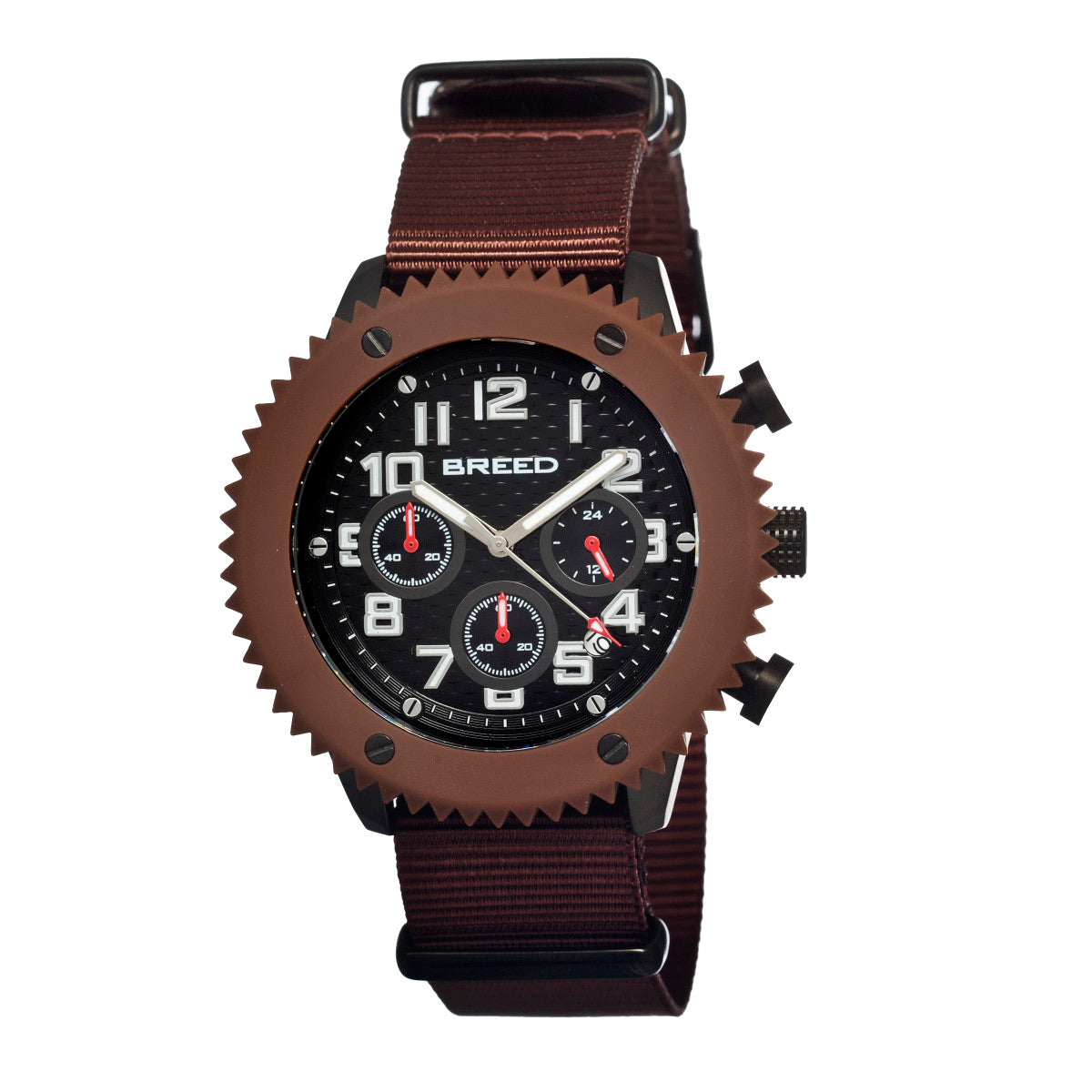 Breed Decker Nylon-Band Chronograph Men's Watch  -  Brown - BRD1503