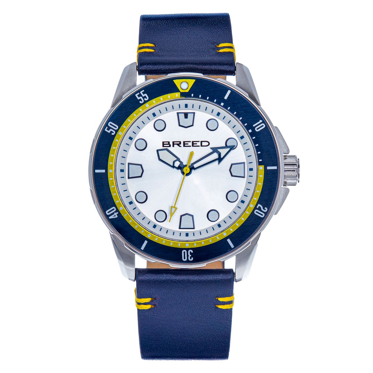 Breed Colton Leather-Strap Watch - White/Navy - BRD9414