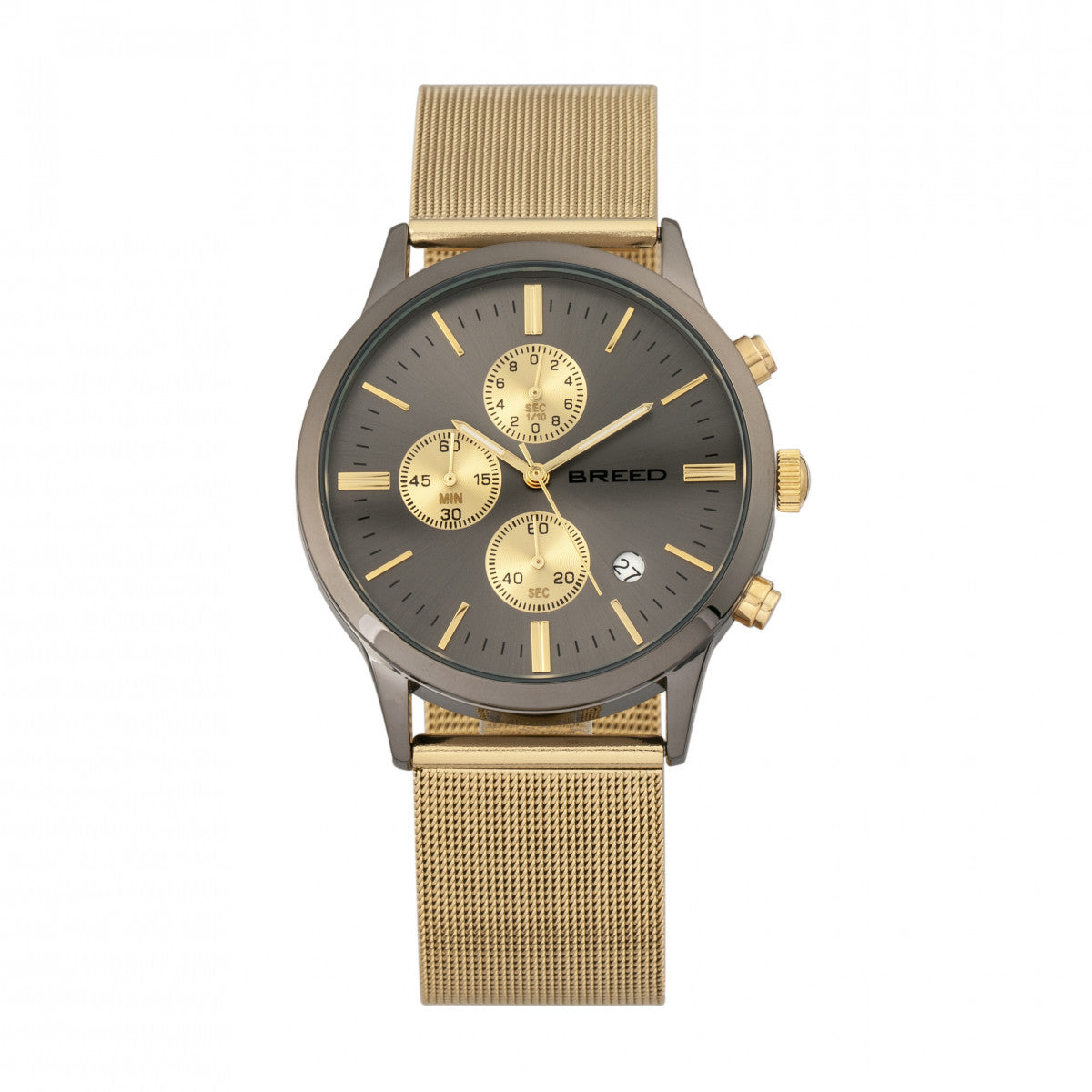 Breed Espinosa Chronograph Mesh-Bracelet Watch w/ Date -  Gold/Gunmetal - BRD7603