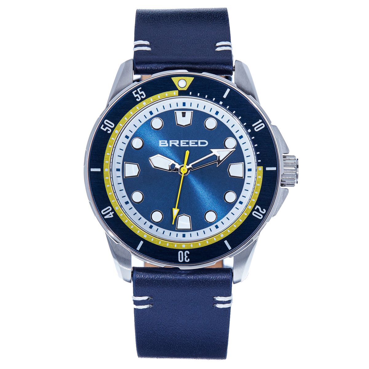 Breed Colton Leather-Strap Watch - Navy - BRD9413