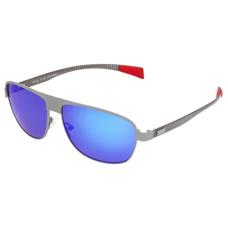 Breed Hardwell Titanium and Carbon Fiber Polarized Sunglasses - Silver/Blue - BSG007SR