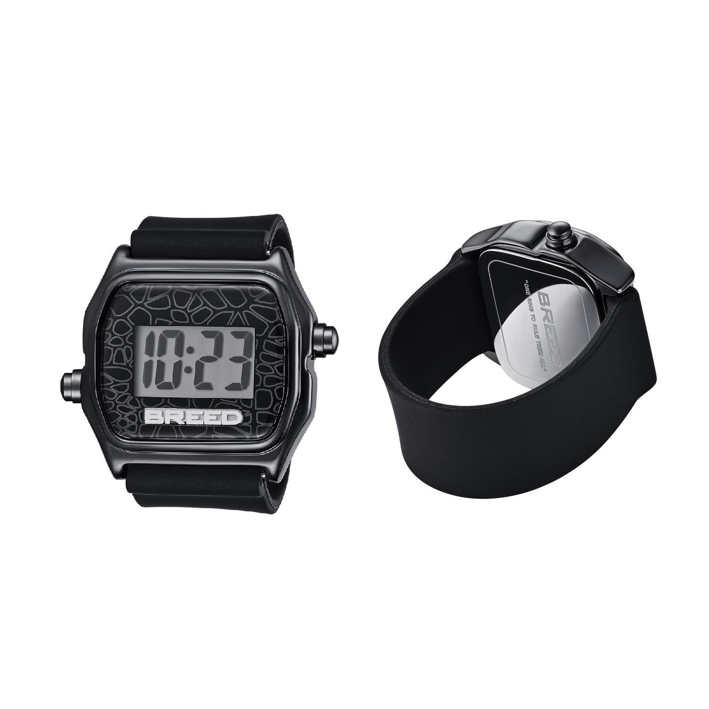 Breed Austin LCD Silicone Ring Watch - Black/Black - BRD9602