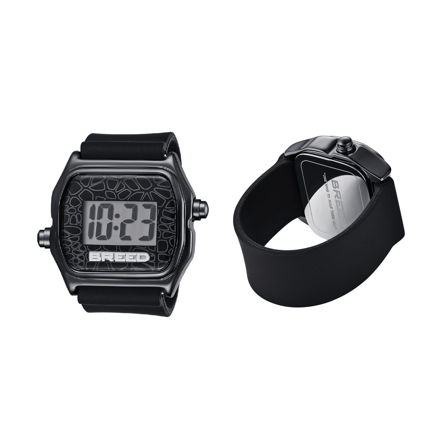 Breed Austin LCD Silicone Ring Watch - Black/Black - BRD9602