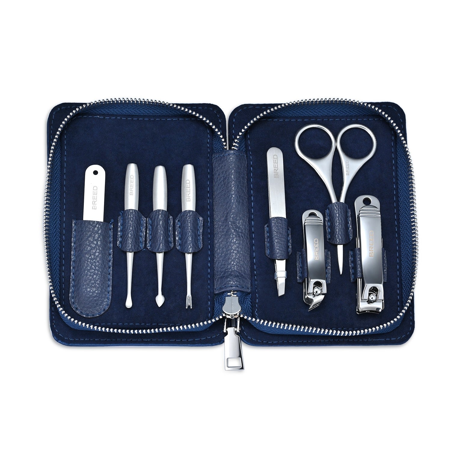 Breed Nitro 8 Piece Surgical Steel Groom Kit - Carbon Fiber - Racing Blue - BRDGRMKIT-CF03