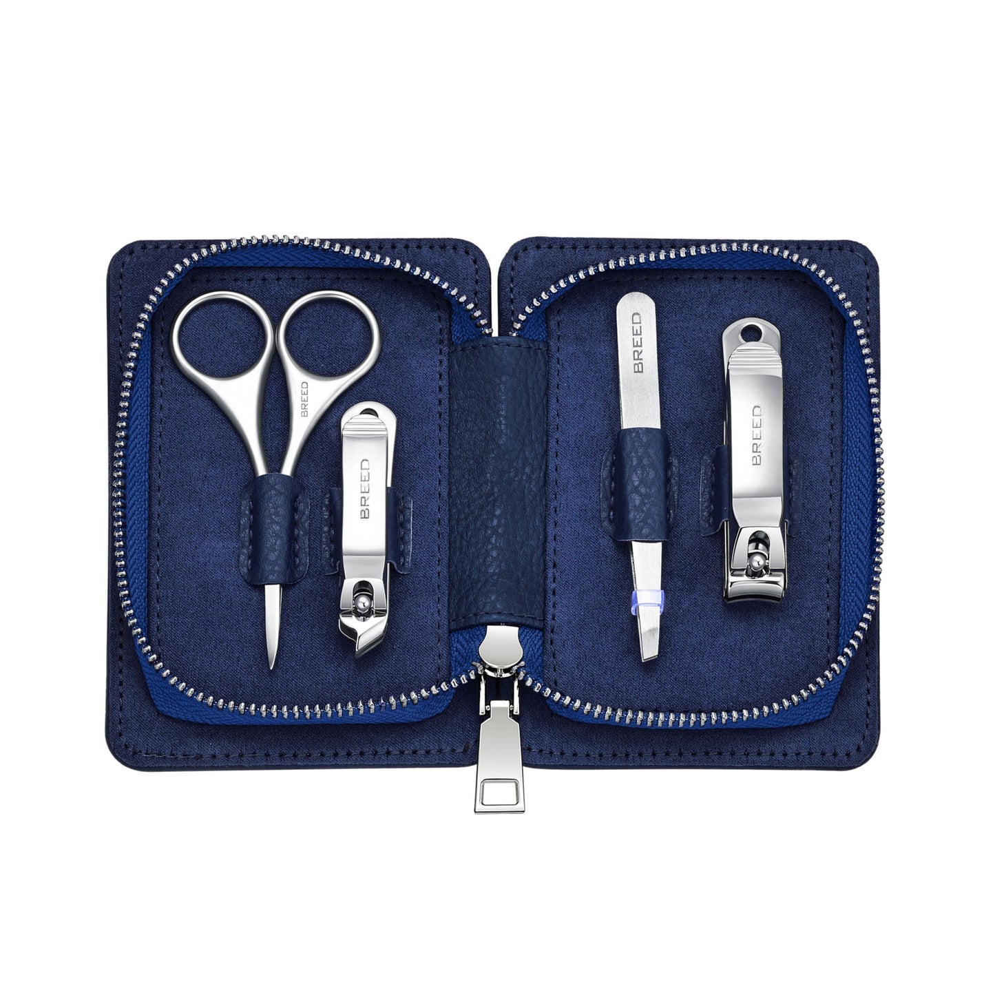 Breed Turbo 4 Piece Surgical Steel Groom Kit - Carbon Fiber - Racing Blue - BRDGRMKIT3-CF03