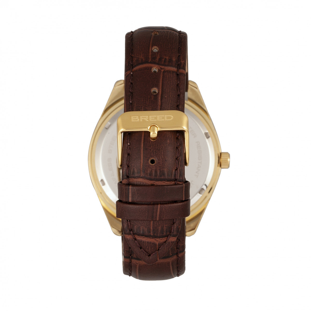 Breed Louis Leather-Band Watch w/Date - Gold/Black - BRD7905