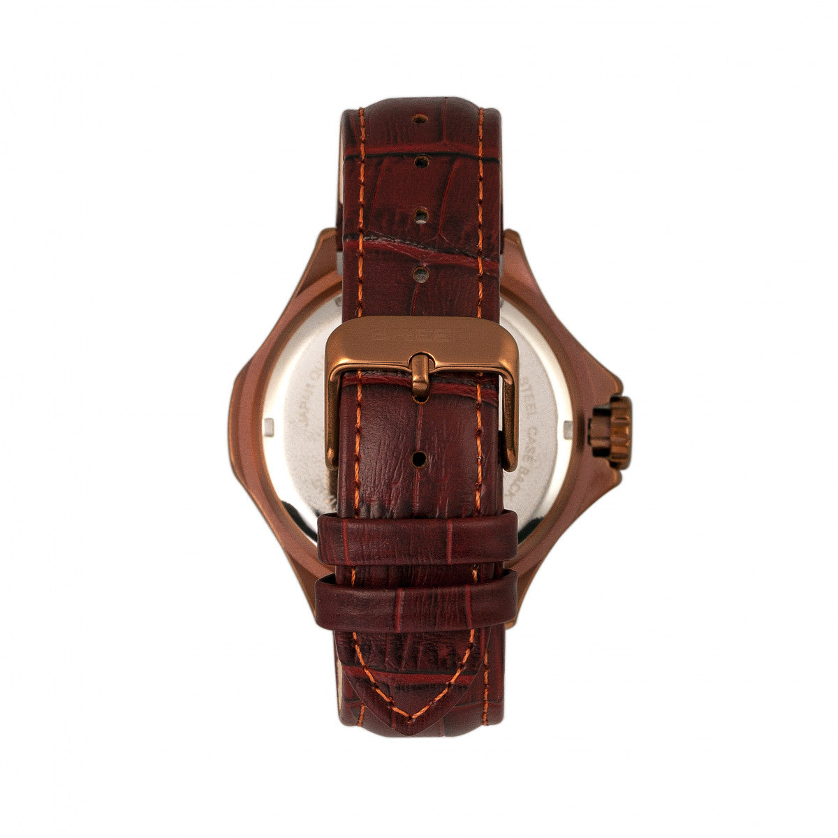 Breed Tempe Leather-Band Watch w/Day/Date - Brown/Bronze - BRD6906
