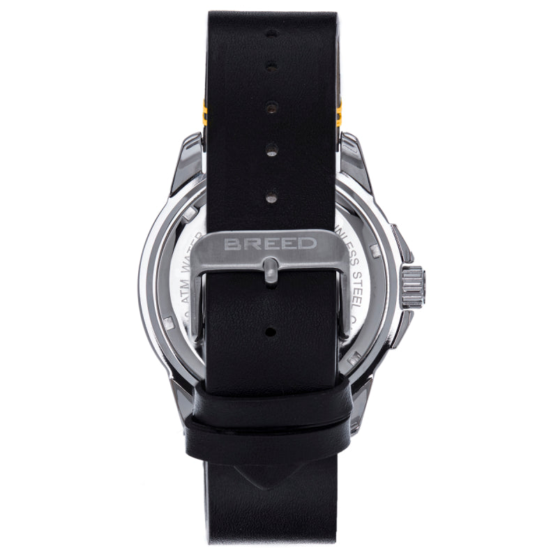 Breed Colton Leather-Strap Watch - Black/Orange - BRD9415