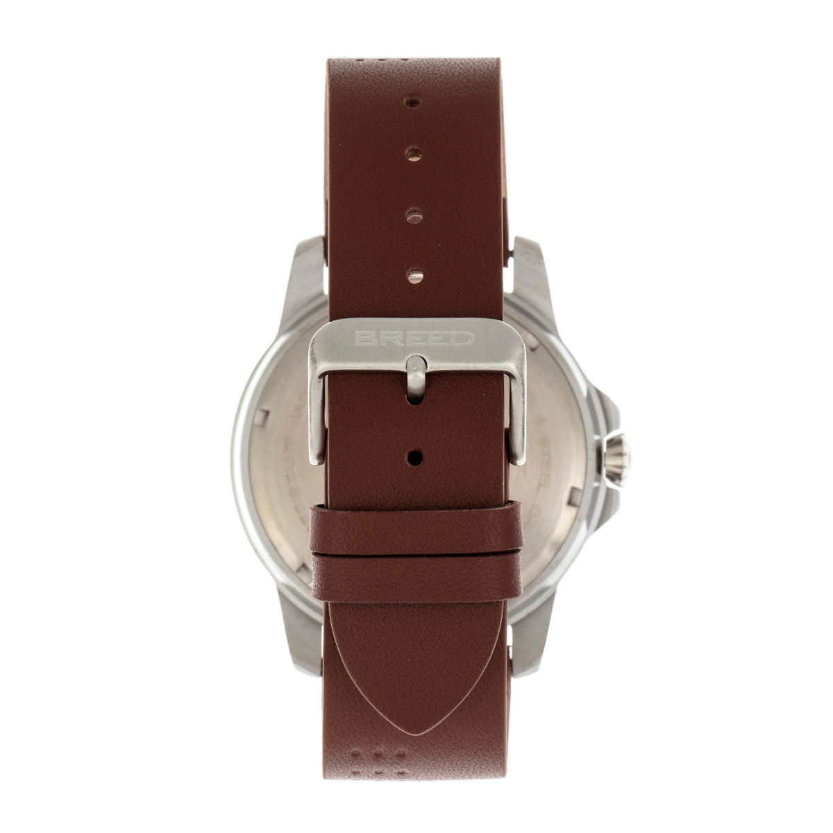 Breed Revolution Leather-Band Watch w/Date - Brown - BRD8305