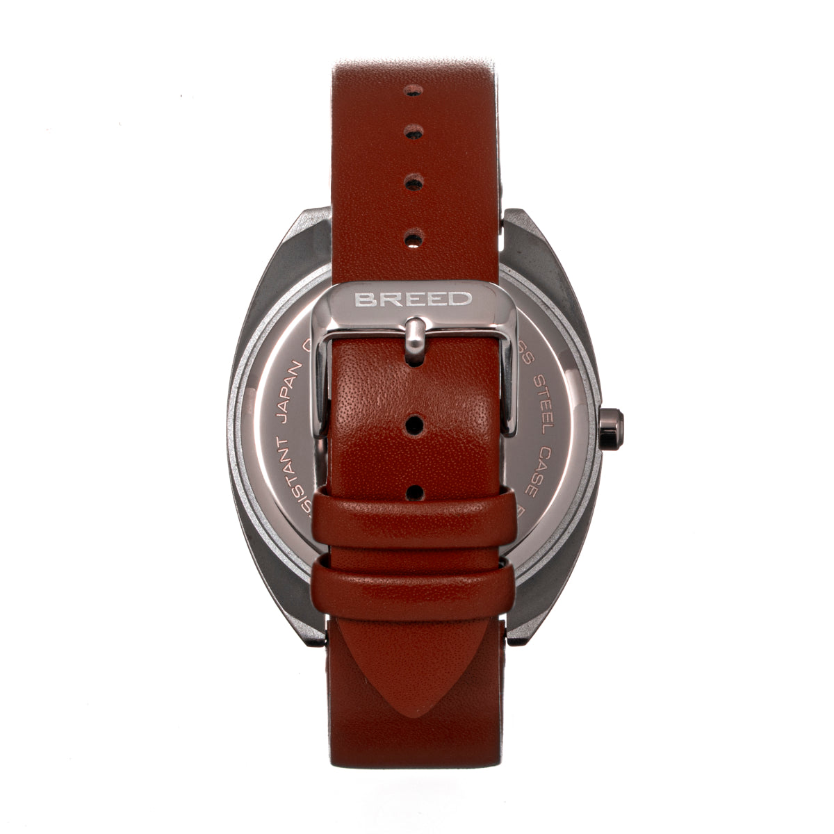 Breed Victor Leather-Band Watch - Blue-Grey/Russet - BRD9202