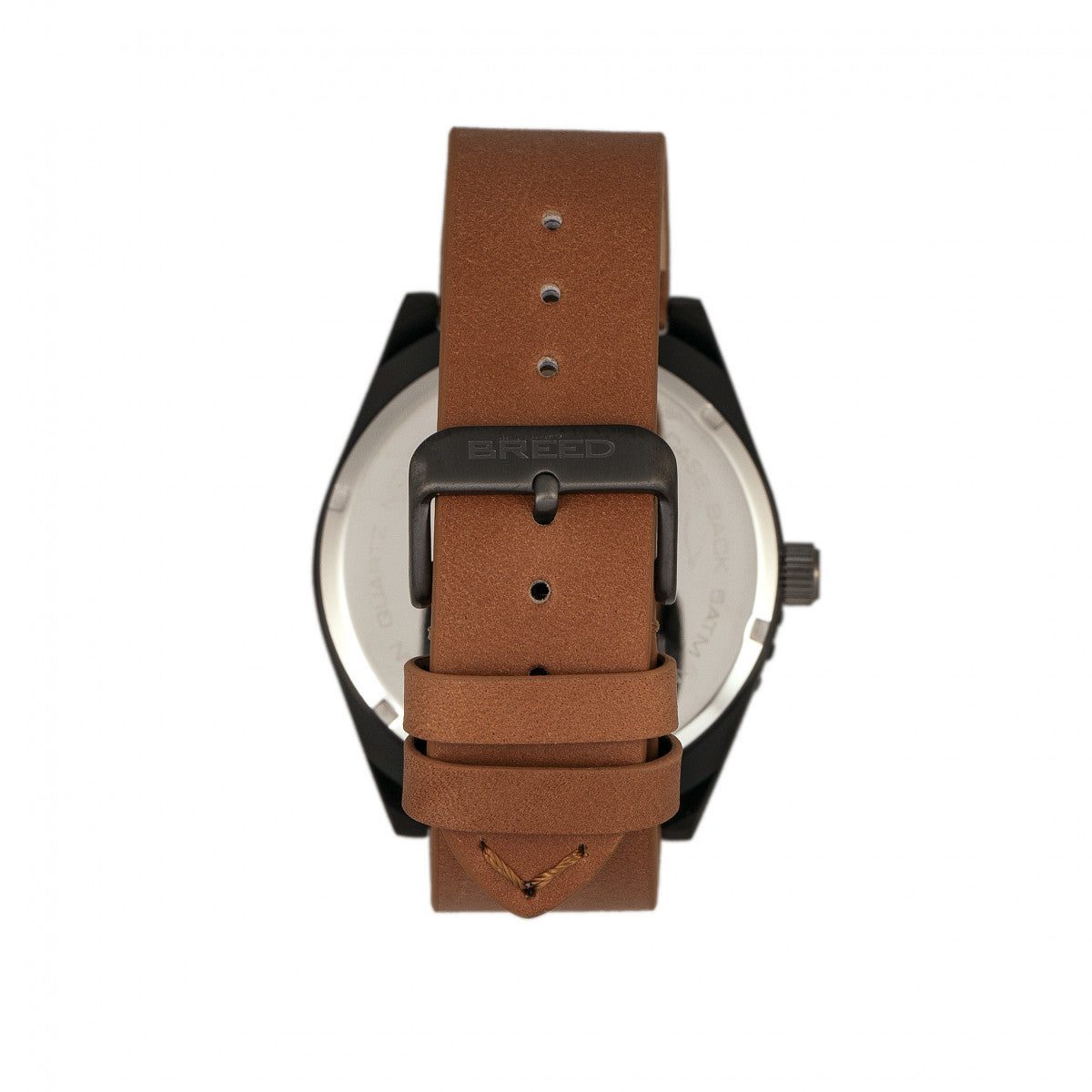 Breed Ranger Leather-Band Watch w/Date - Black/Brown - BRD8006