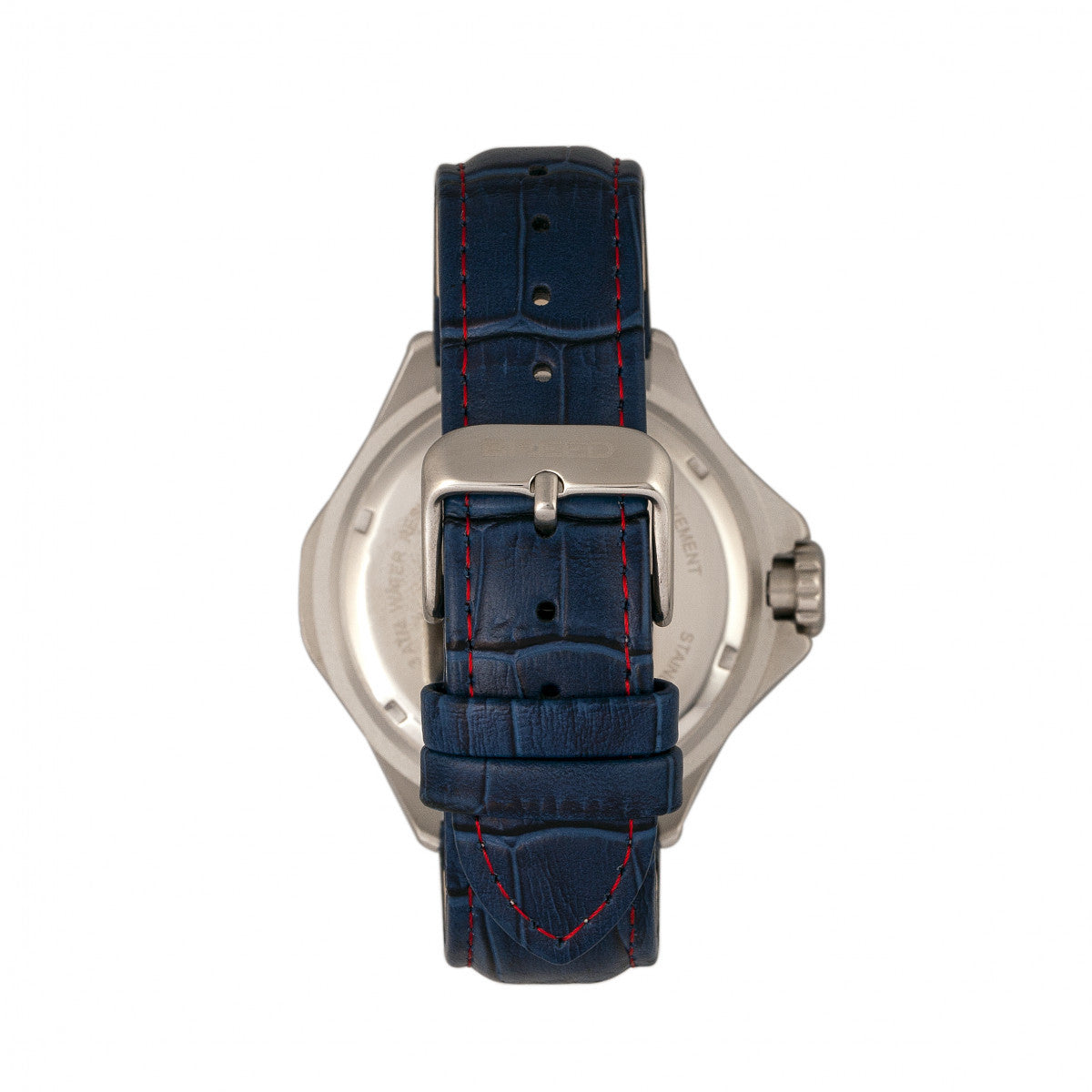 Breed Tempe Leather-Band Watch w/Day/Date - Blue/Silver - BRD6903
