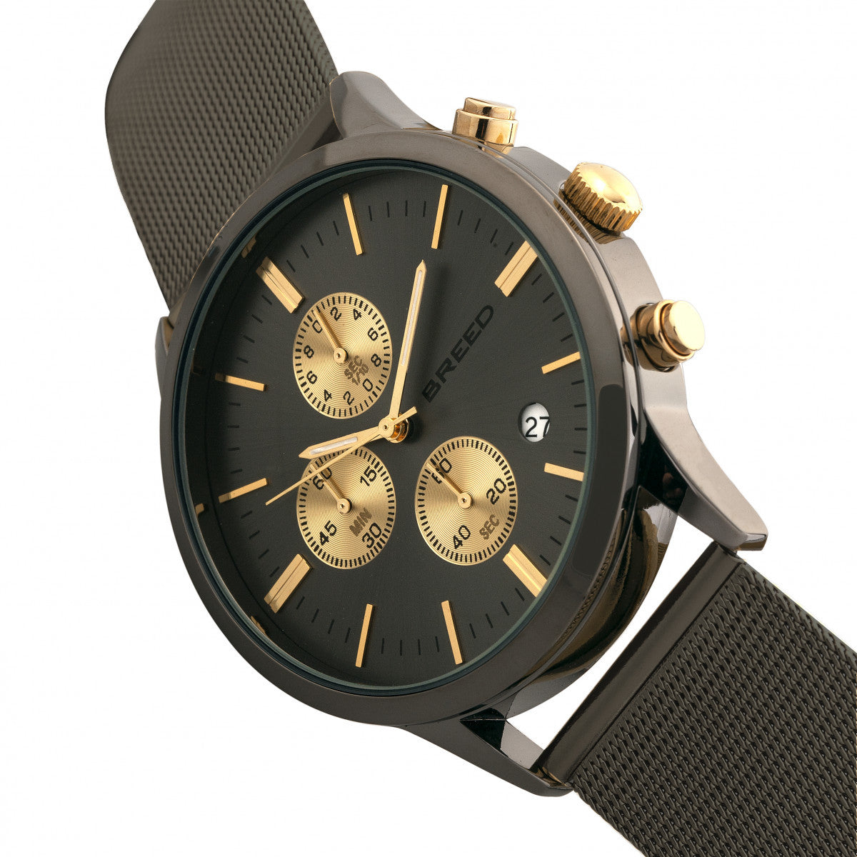 Breed Espinosa Chronograph Mesh-Bracelet Watch w/ Date - Gunmetal - BRD7604
