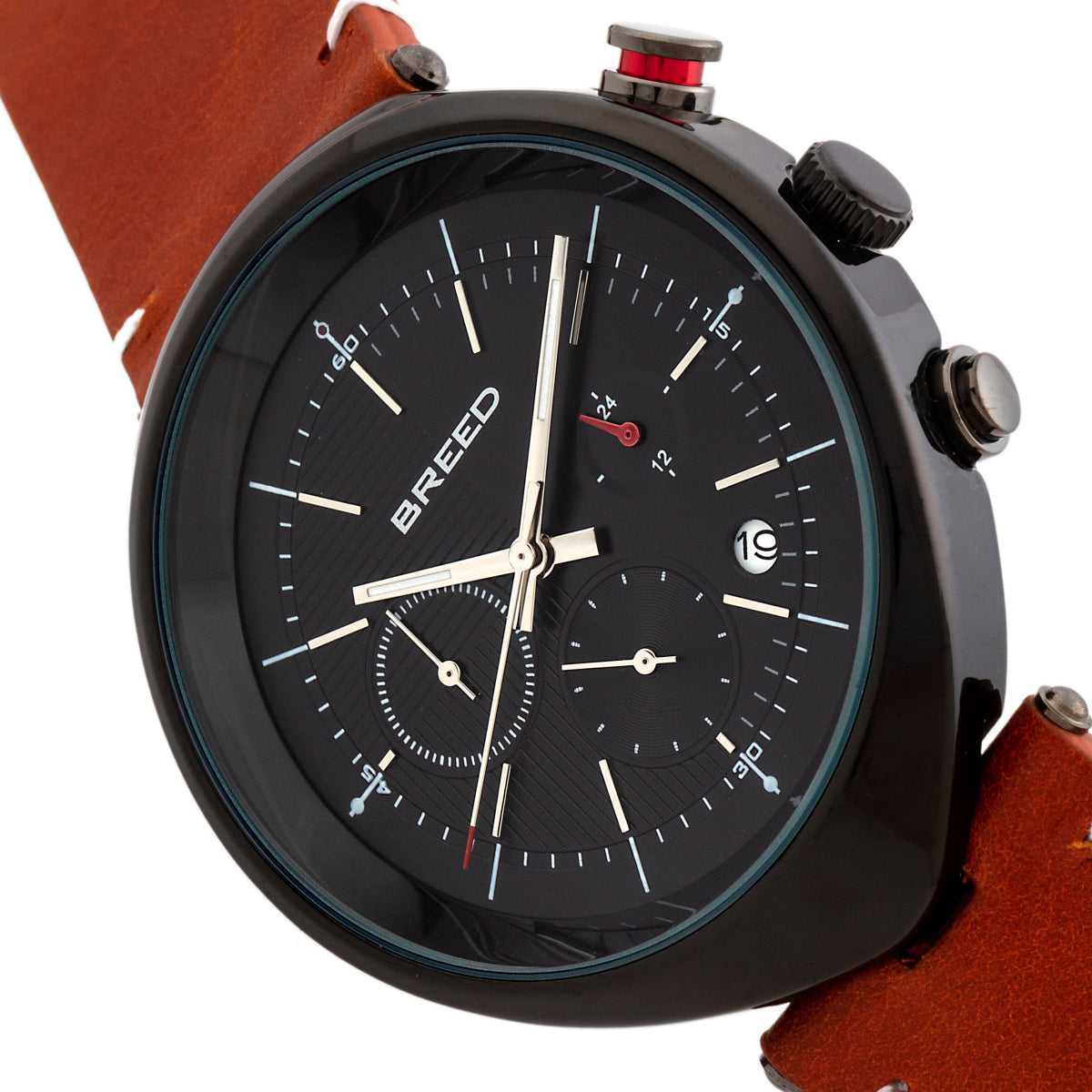 Breed Tempest Chronograph Leather-Band Watch w/Date - Brown/Black - BRD8606
