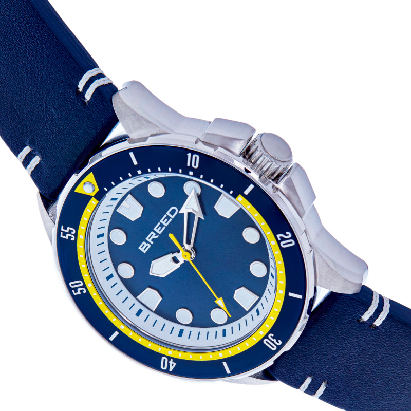 Breed Colton Leather-Strap Watch - Navy - BRD9413