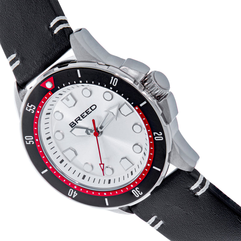 Breed Colton Leather-Strap Watch - White/Black - BRD9409