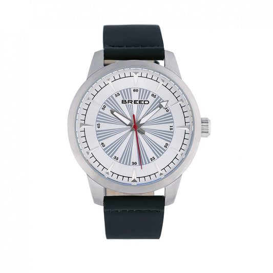 Breed Renegade Leather-Band Watch - Silver/Black - BRD7701