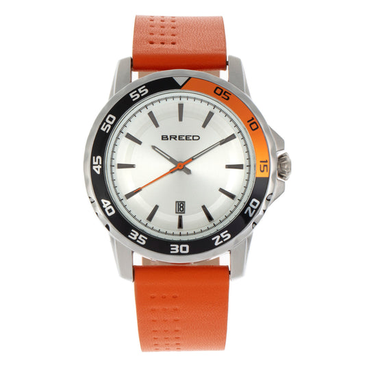 Breed Revolution Leather-Band Watch w/Date - Orange - BRD8302