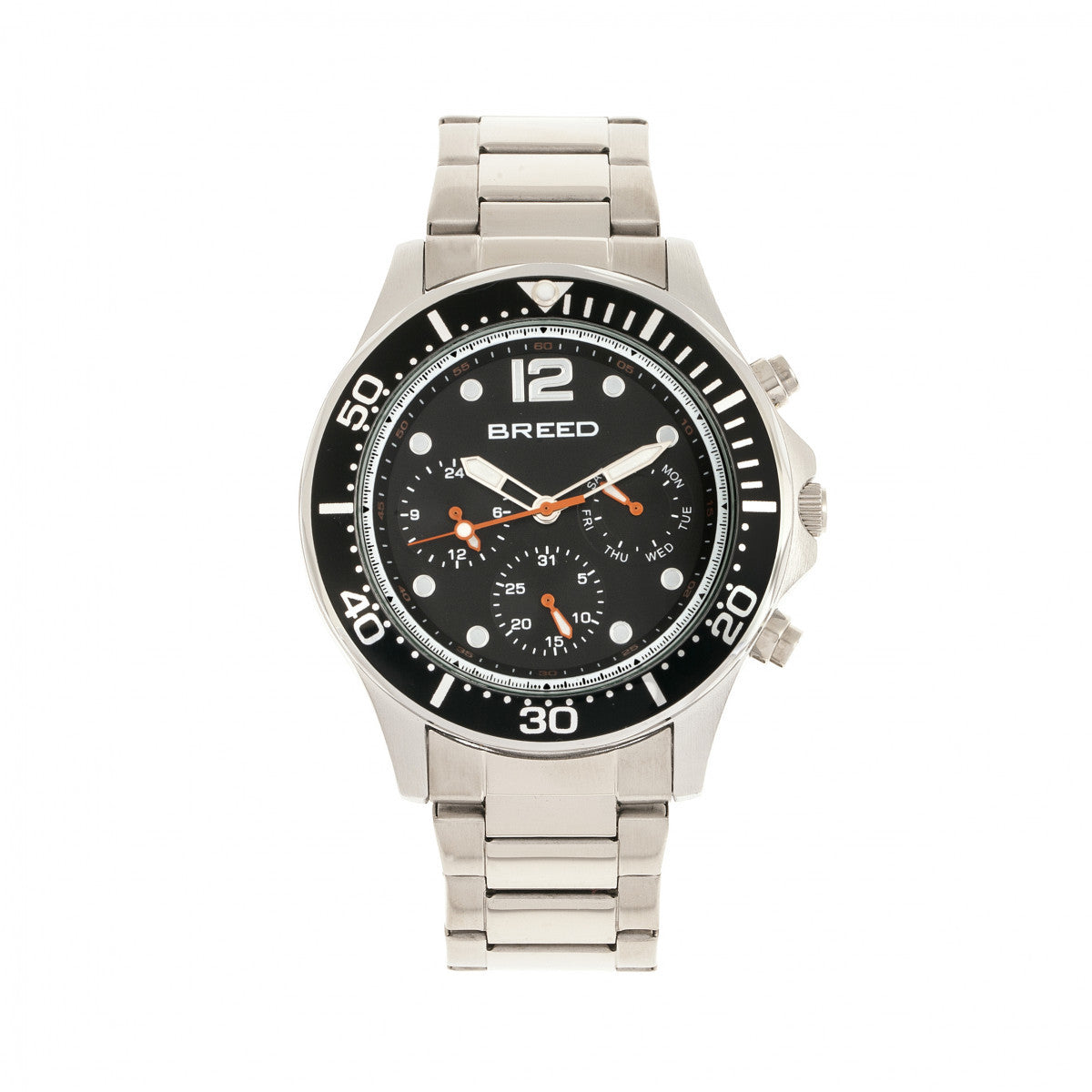 Breed Pegasus Bracelet Watch w/Day/Date  - Black/Silver - BRD8101