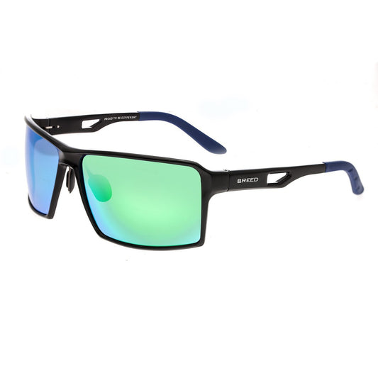 Breed Centaurus Aluminium Polarized Sunglasses - Black/Blue-Green - BSG021BK