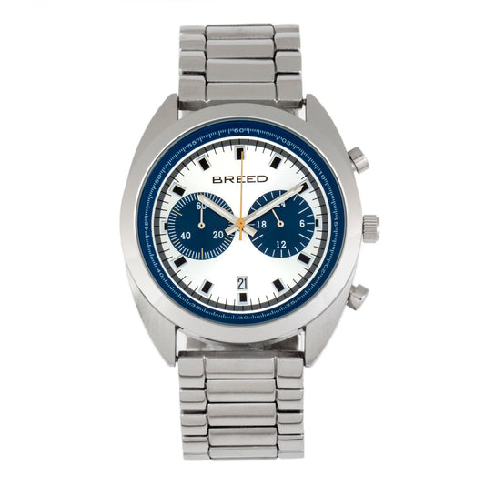 Breed Racer Chronograph Bracelet Watch w/Date - Silver/Blue - BRD8502