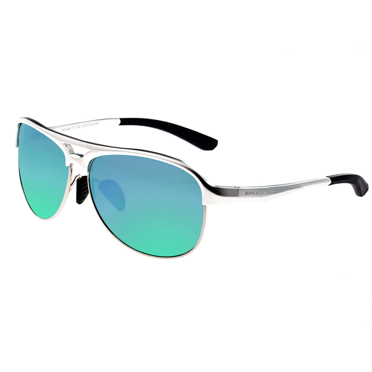 Breed Jupiter Aluminium Polarized Sunglasses - Silver/Blue-Green - BSG019SR