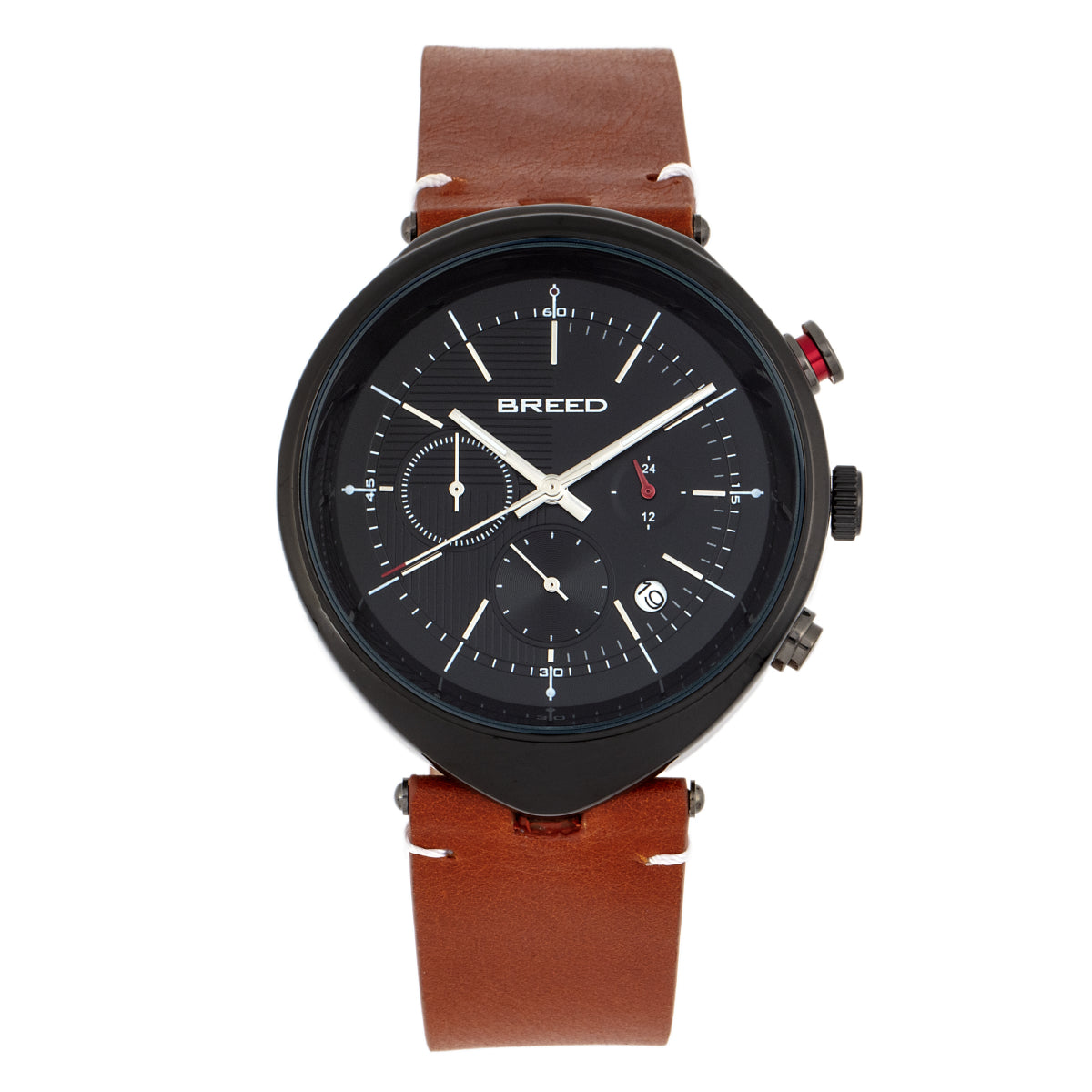 Breed Tempest Chronograph Leather-Band Watch w/Date - Brown/Black - BRD8606