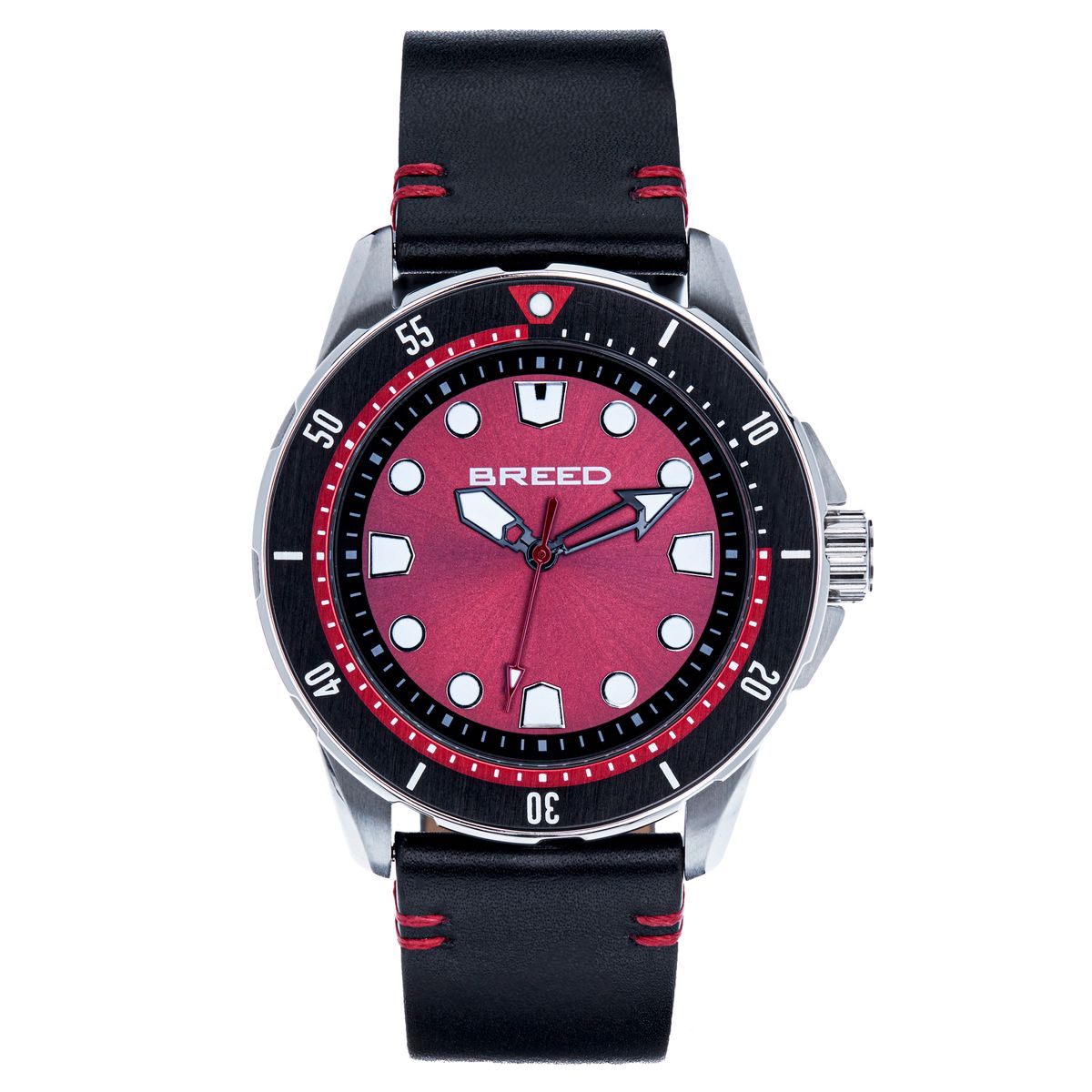 Breed Colton Leather-Strap Watch - Red - BRD9412
