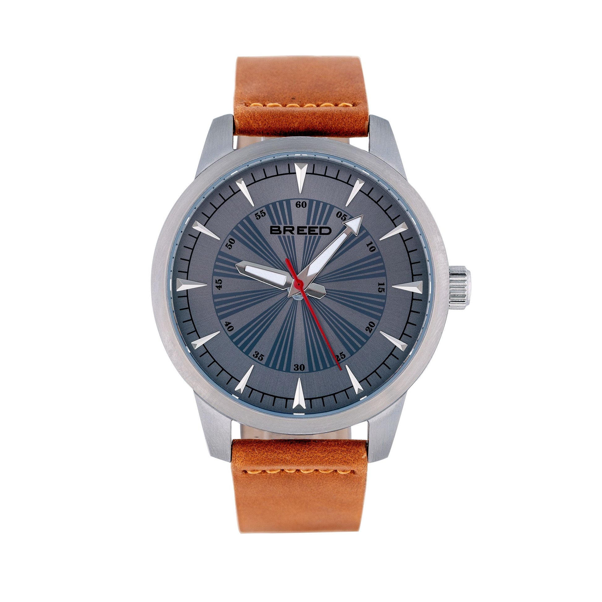 Breed Renegade Leather-Band Watch - Grey/Brown - BRD7703