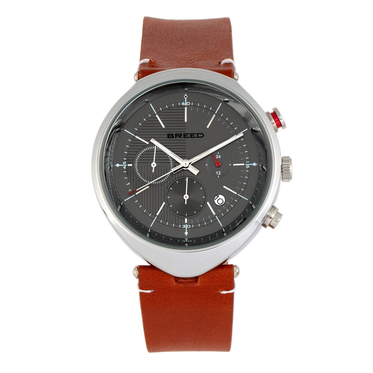 Breed Tempest Chronograph Leather-Band Watch w/Date - Brown/Grey - BRD8604